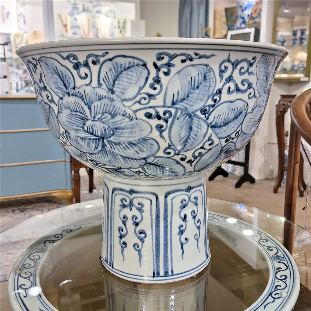 Danny's Fine Porcelain Porcelain Blue And White Floral Round Tall Basin 51103 - Image 9