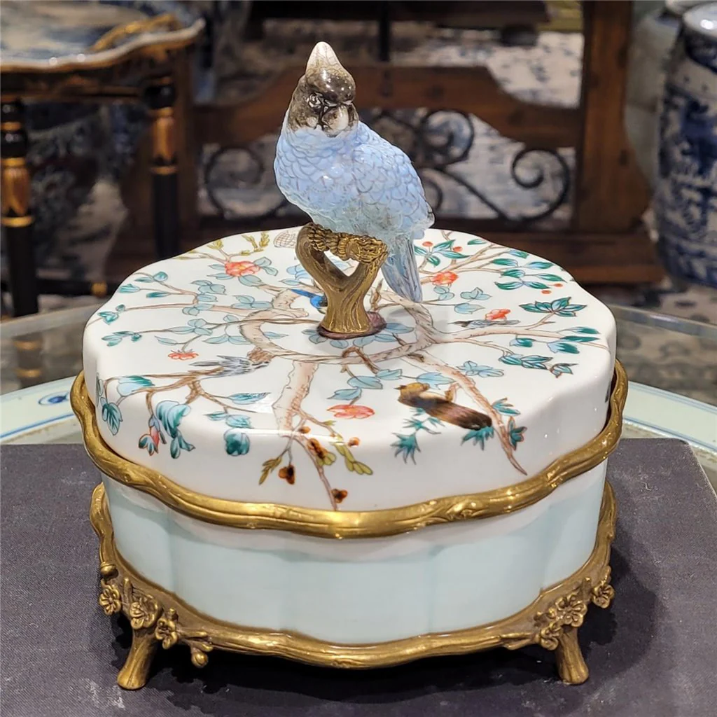 Danny's Fine Porcelain Porcelain Box With Bronze Ormolu And Bird Top - Garden Of Life 60411 - Image 2