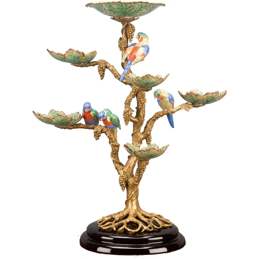 Danny's Fine Porcelain Porcelain / Bronze Tree With Dishes And Birds 60339