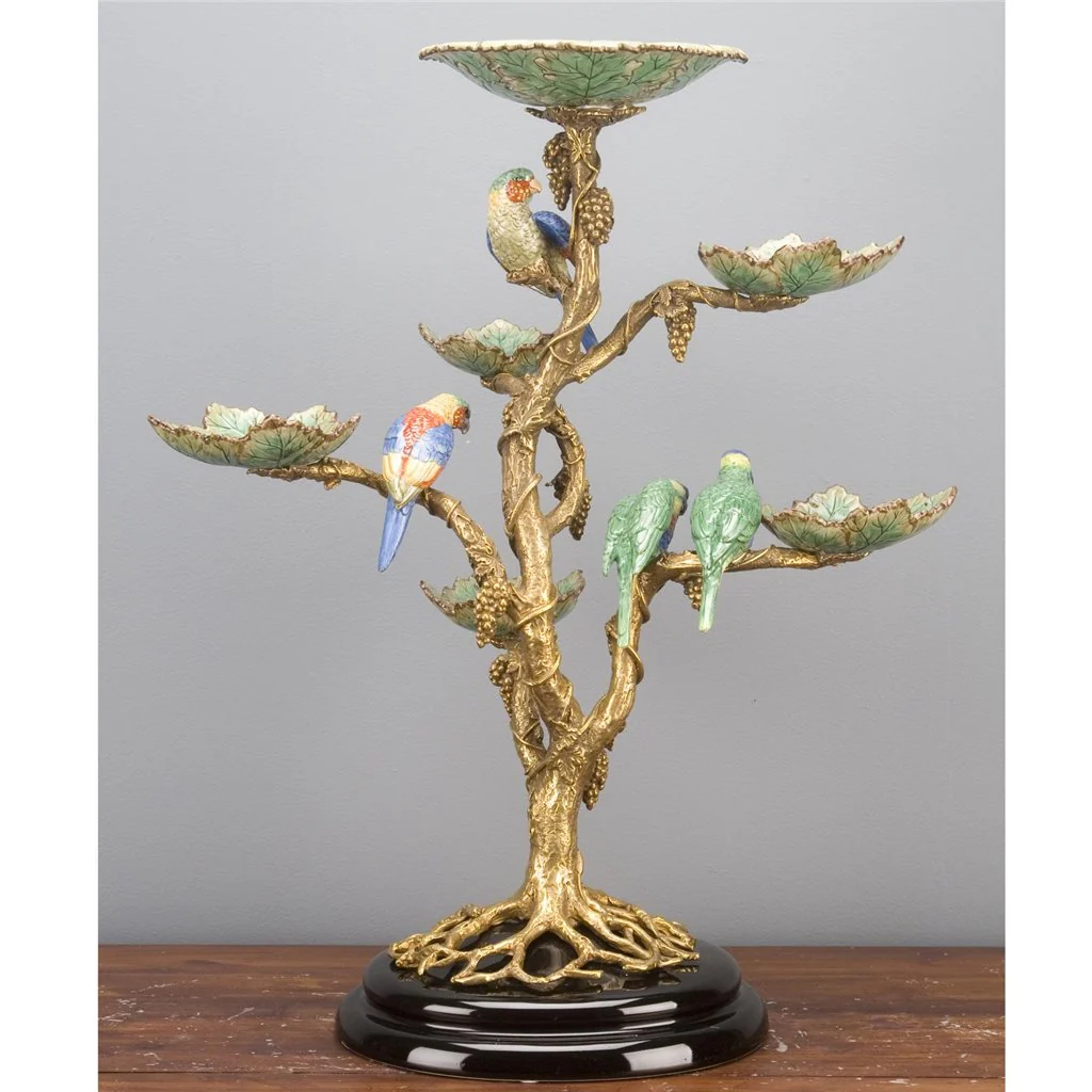 Danny's Fine Porcelain Porcelain / Bronze Tree With Dishes And Birds 60339 - Image 10