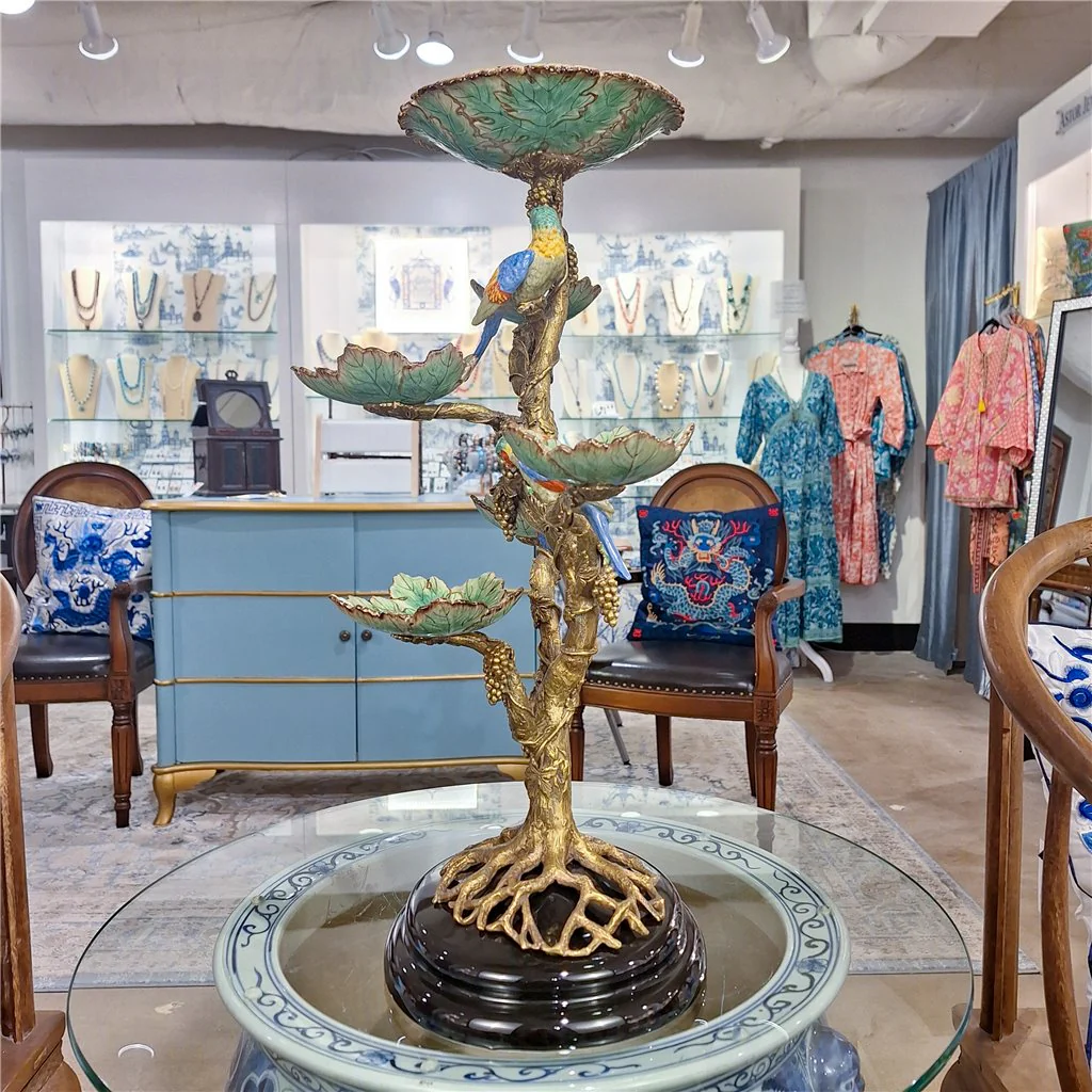 Danny's Fine Porcelain Porcelain / Bronze Tree With Dishes And Birds 60339 - Image 2