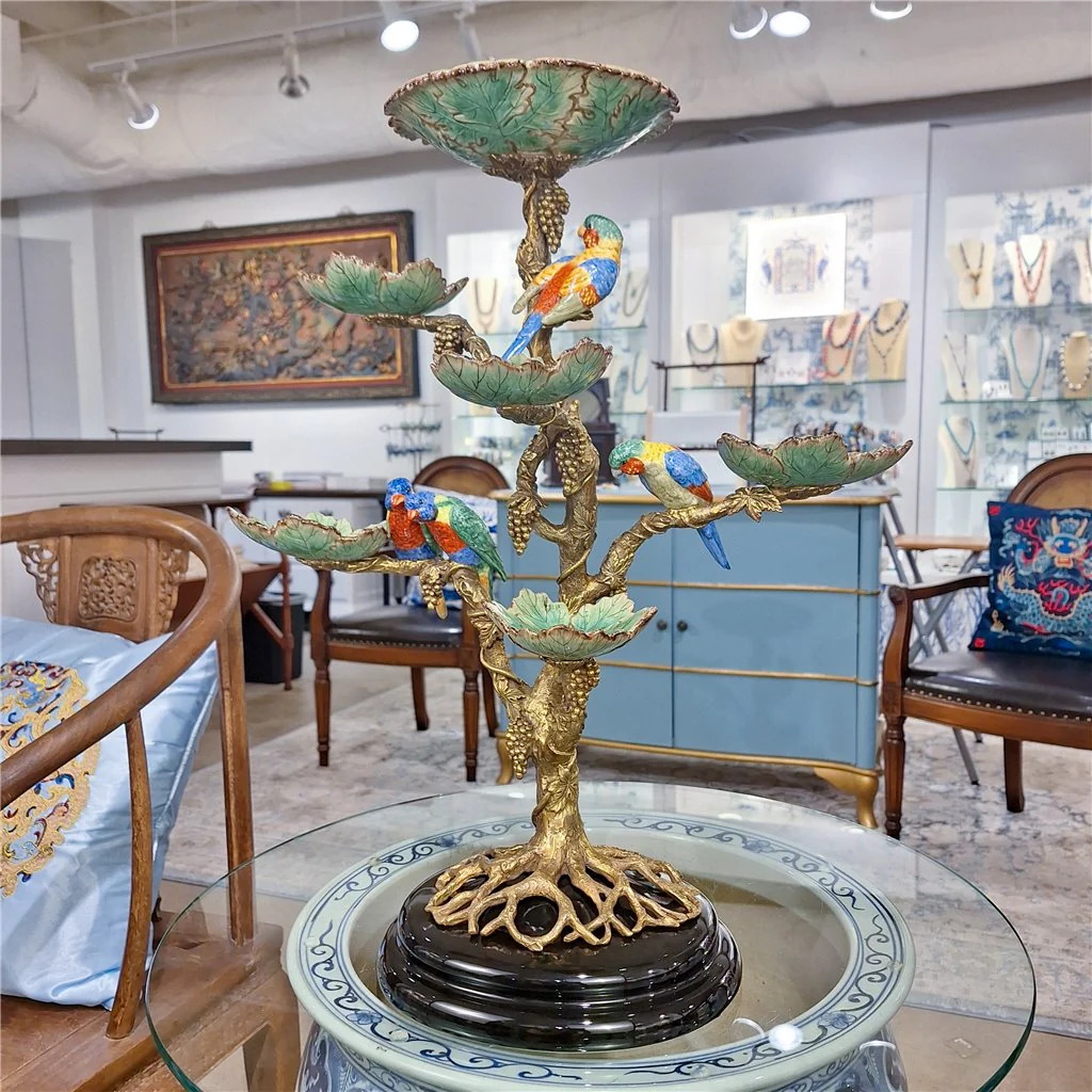 Danny's Fine Porcelain Porcelain / Bronze Tree With Dishes And Birds 60339 - Image 3