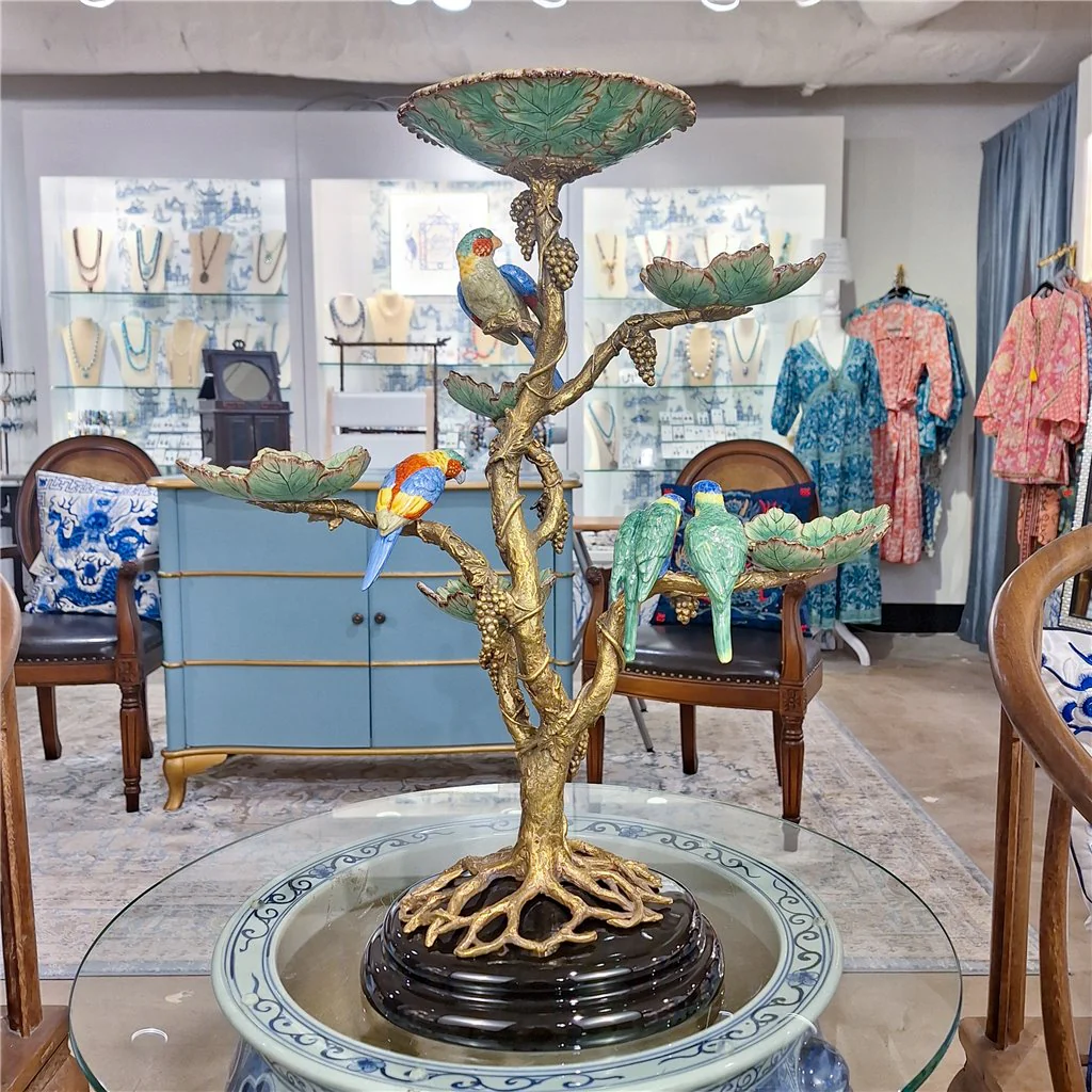 Danny's Fine Porcelain Porcelain / Bronze Tree With Dishes And Birds 60339 - Image 5