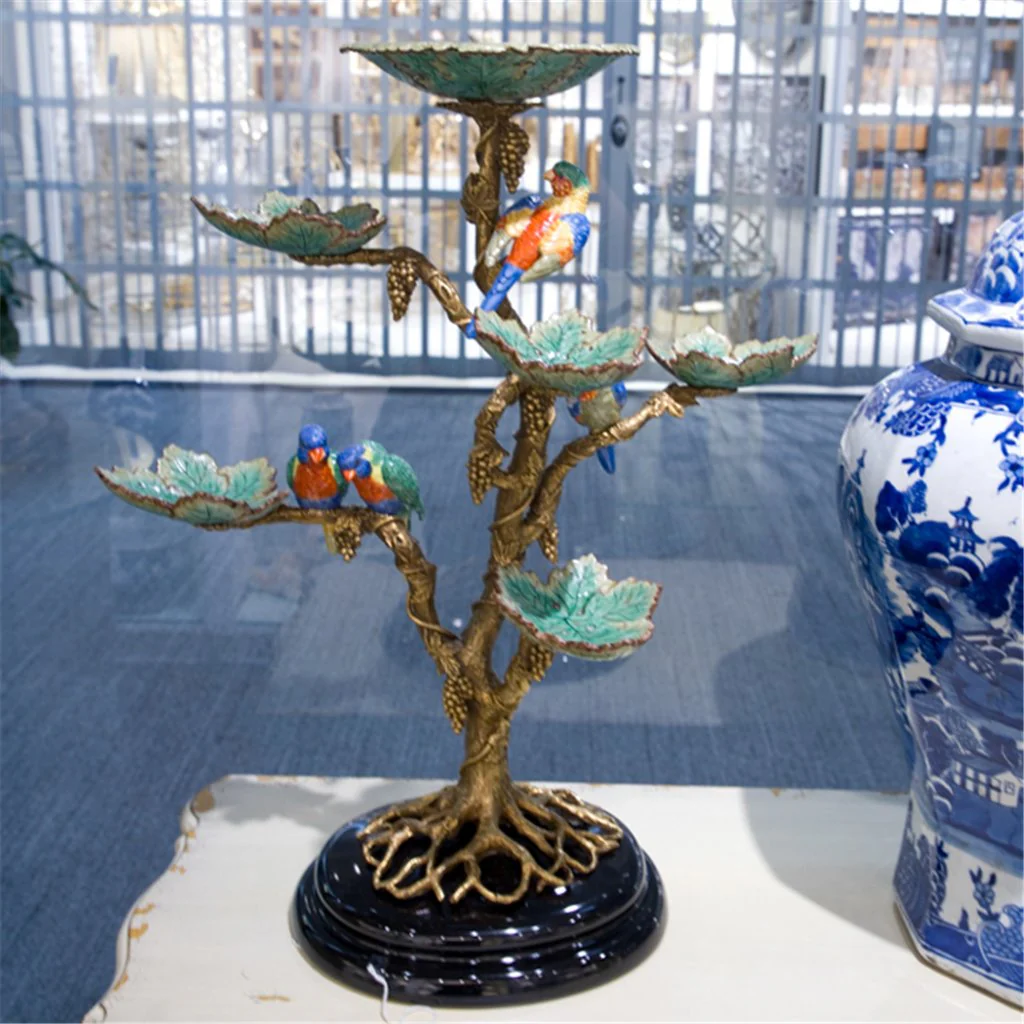 Danny's Fine Porcelain Porcelain / Bronze Tree With Dishes And Birds 60339 - Image 6