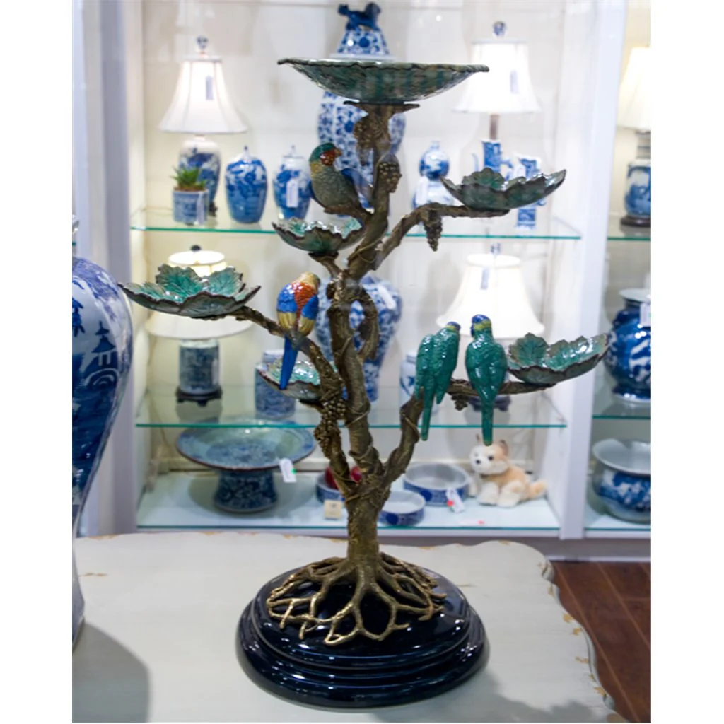 Danny's Fine Porcelain Porcelain / Bronze Tree With Dishes And Birds 60339 - Image 7