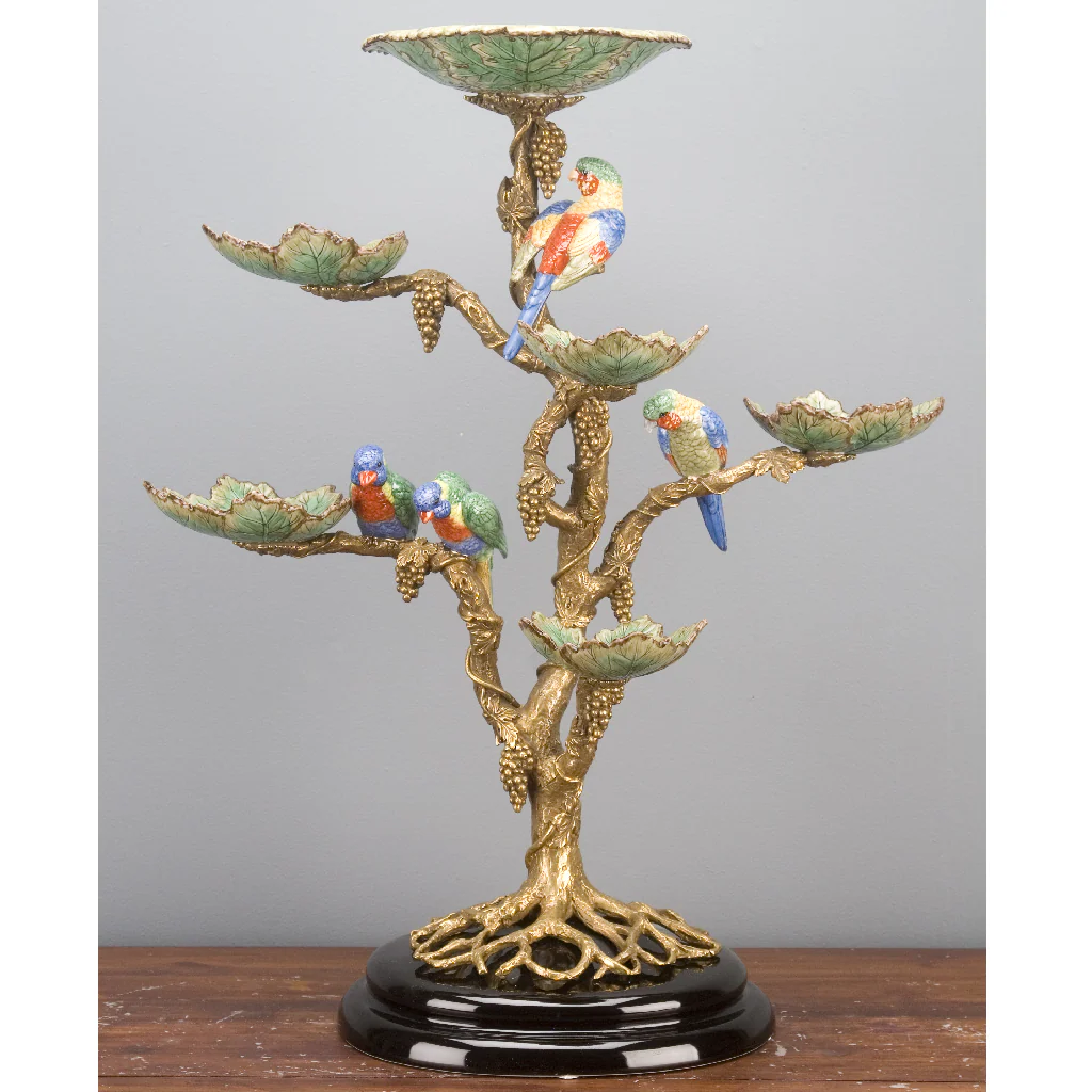 Danny's Fine Porcelain Porcelain / Bronze Tree With Dishes And Birds 60339 - Image 8