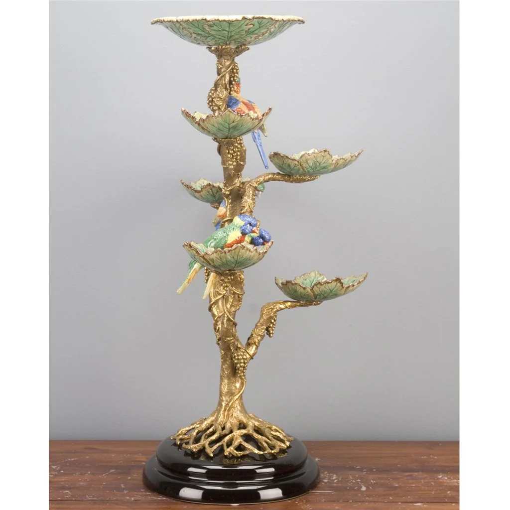 Danny's Fine Porcelain Porcelain / Bronze Tree With Dishes And Birds 60339 - Image 9