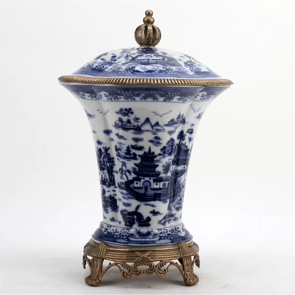 Danny's Fine Porcelain Porcelain Crown Lidded Jar - Blue And White Willow 14242 - Image 7