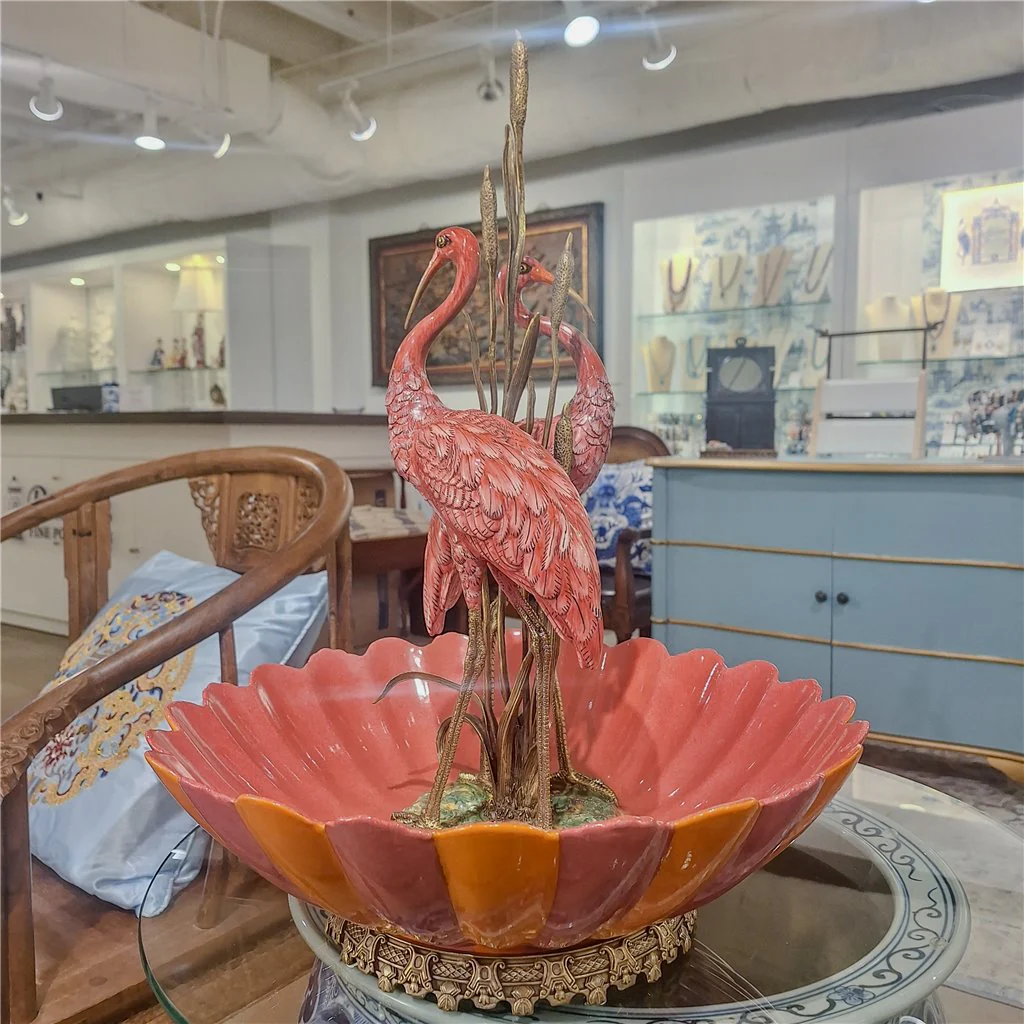 Danny's Fine Porcelain Porcelain Double Flamingo Basin With Bronze Ormolu - Pink And Red 60999 - Image 17