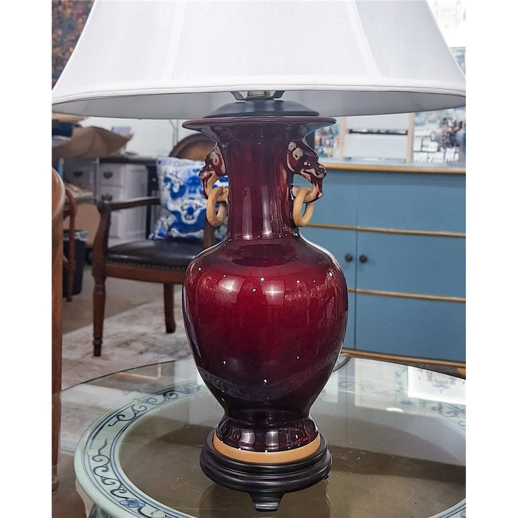 Danny's Fine Porcelain Porcelain Double Ring Handle Vase - Red Oxblood 51082-L - Image 6