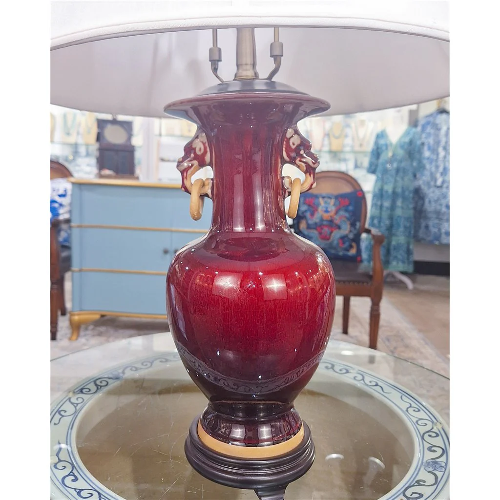 Danny's Fine Porcelain Porcelain Double Ring Handle Vase - Red Oxblood 51082-L - Image 7