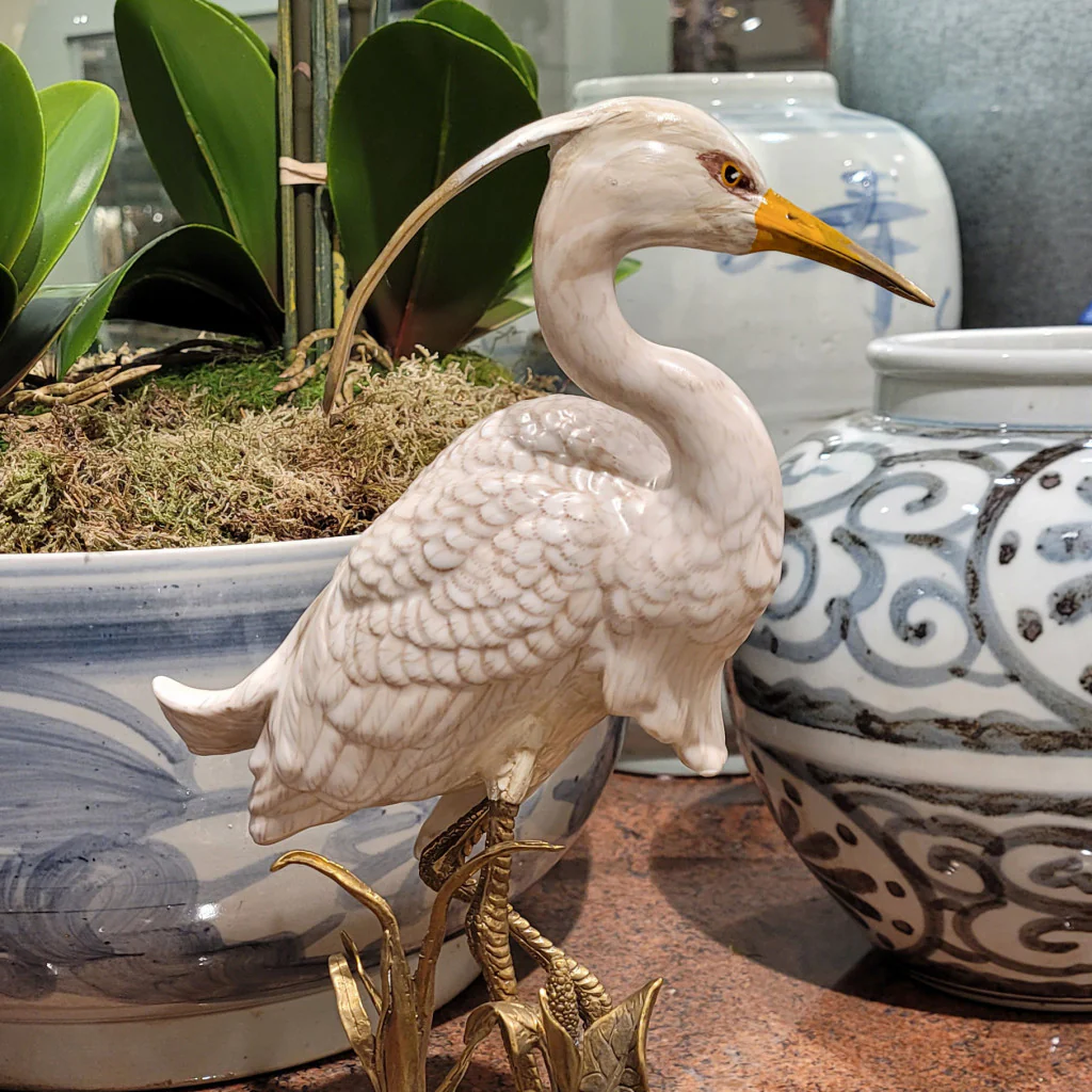 Danny's Fine Porcelain Porcelain Egret With Bronze 60182 - Image 4