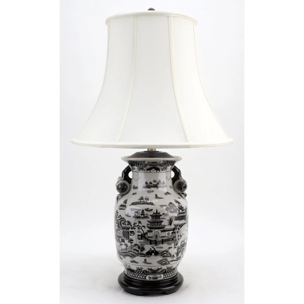 Danny's Fine Porcelain Porcelain Lamp - Black And White Willow (108-17-BE) 14231-L - Image 8