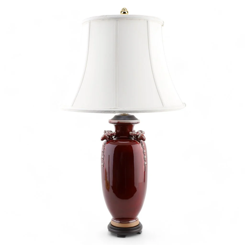 Danny's Fine Porcelain Porcelain Lamp Ram Heads - Red Oxblood 51081-L