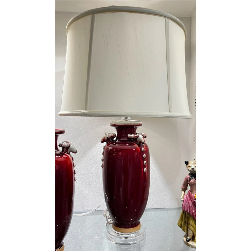 Danny's Fine Porcelain Porcelain Lamp Ram Heads - Red Oxblood 51081-L - Image 2