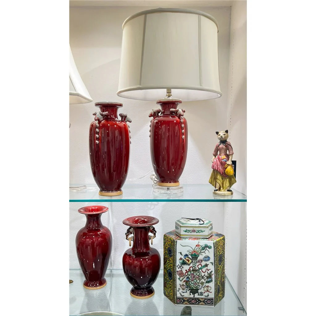 Danny's Fine Porcelain Porcelain Lamp Ram Heads - Red Oxblood 51081-L - Image 4