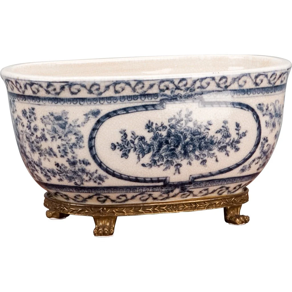 Danny's Fine Porcelain Porcelain Oval Basin- Blue Bouquet 14093