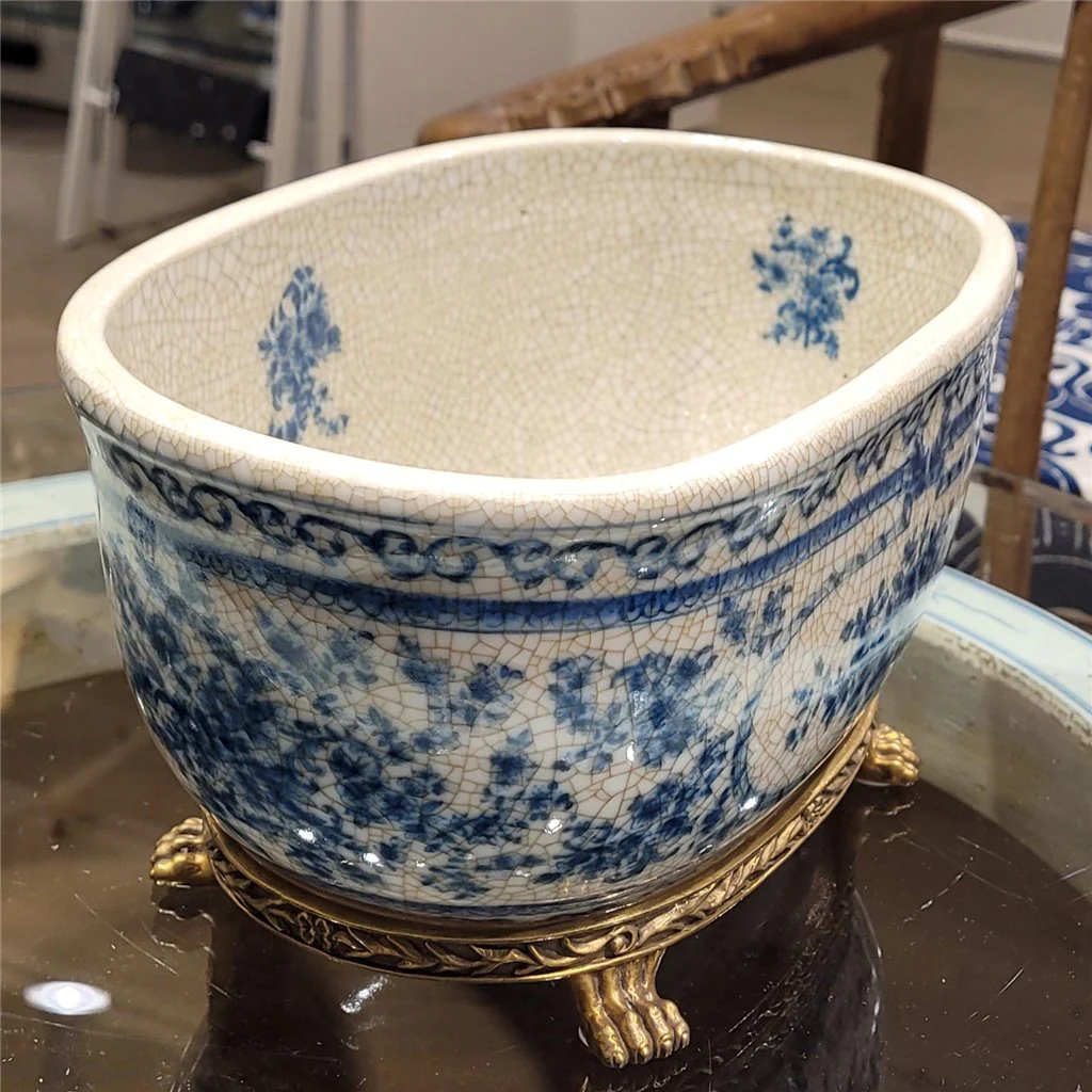 Danny's Fine Porcelain Porcelain Oval Basin- Blue Bouquet 14093 - Image 3