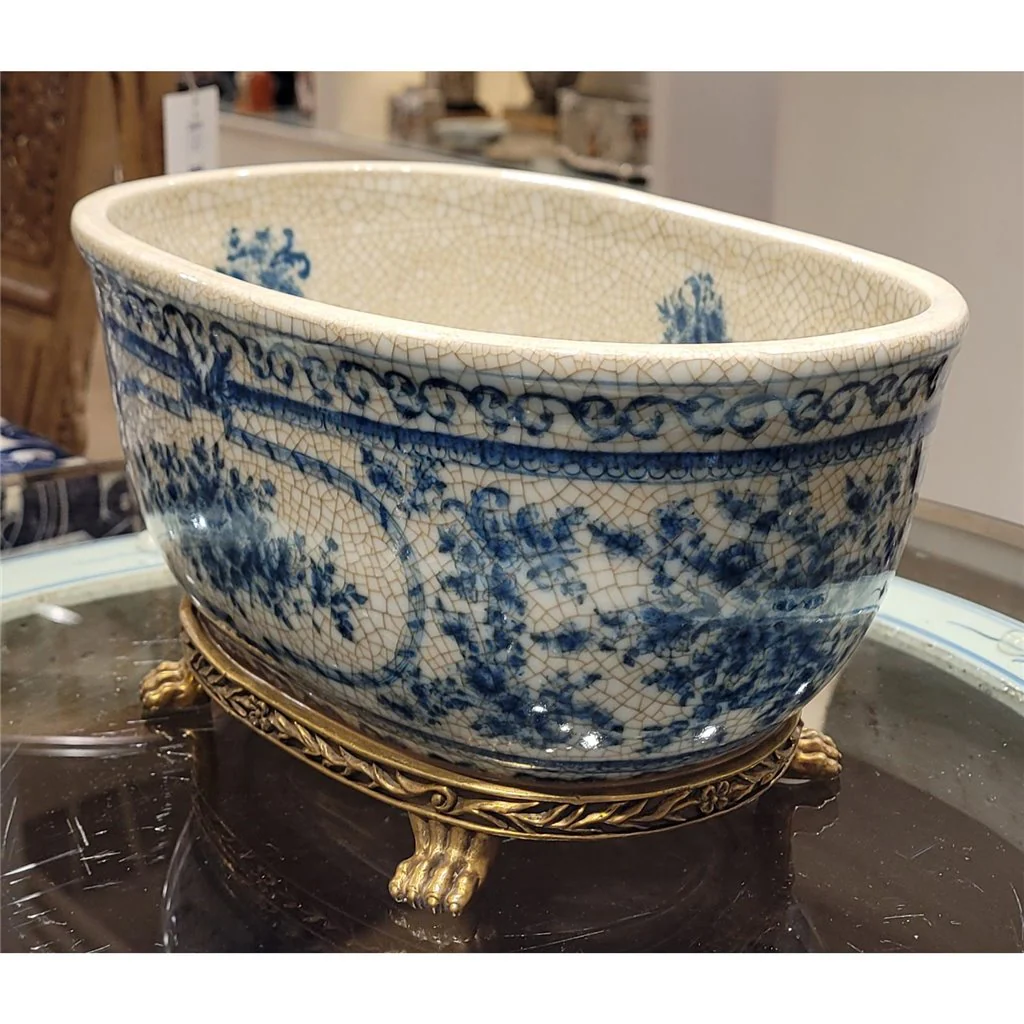 Danny's Fine Porcelain Porcelain Oval Basin- Blue Bouquet 14093 - Image 4