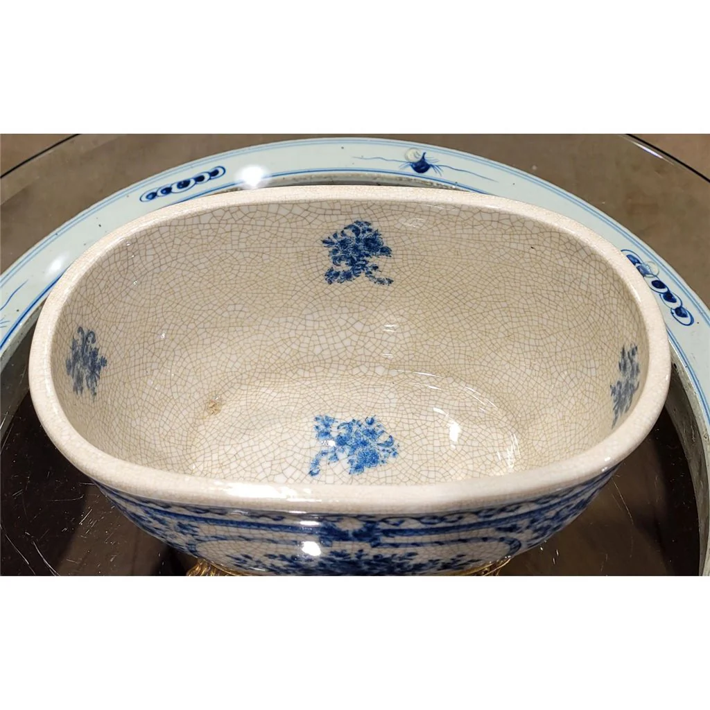 Danny's Fine Porcelain Porcelain Oval Basin- Blue Bouquet 14093 - Image 6
