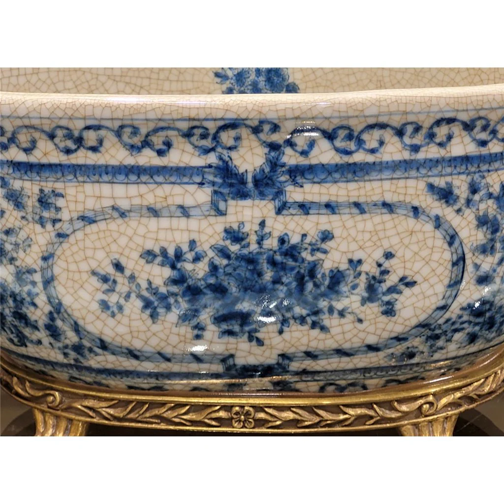 Danny's Fine Porcelain Porcelain Oval Basin- Blue Bouquet 14093 - Image 7