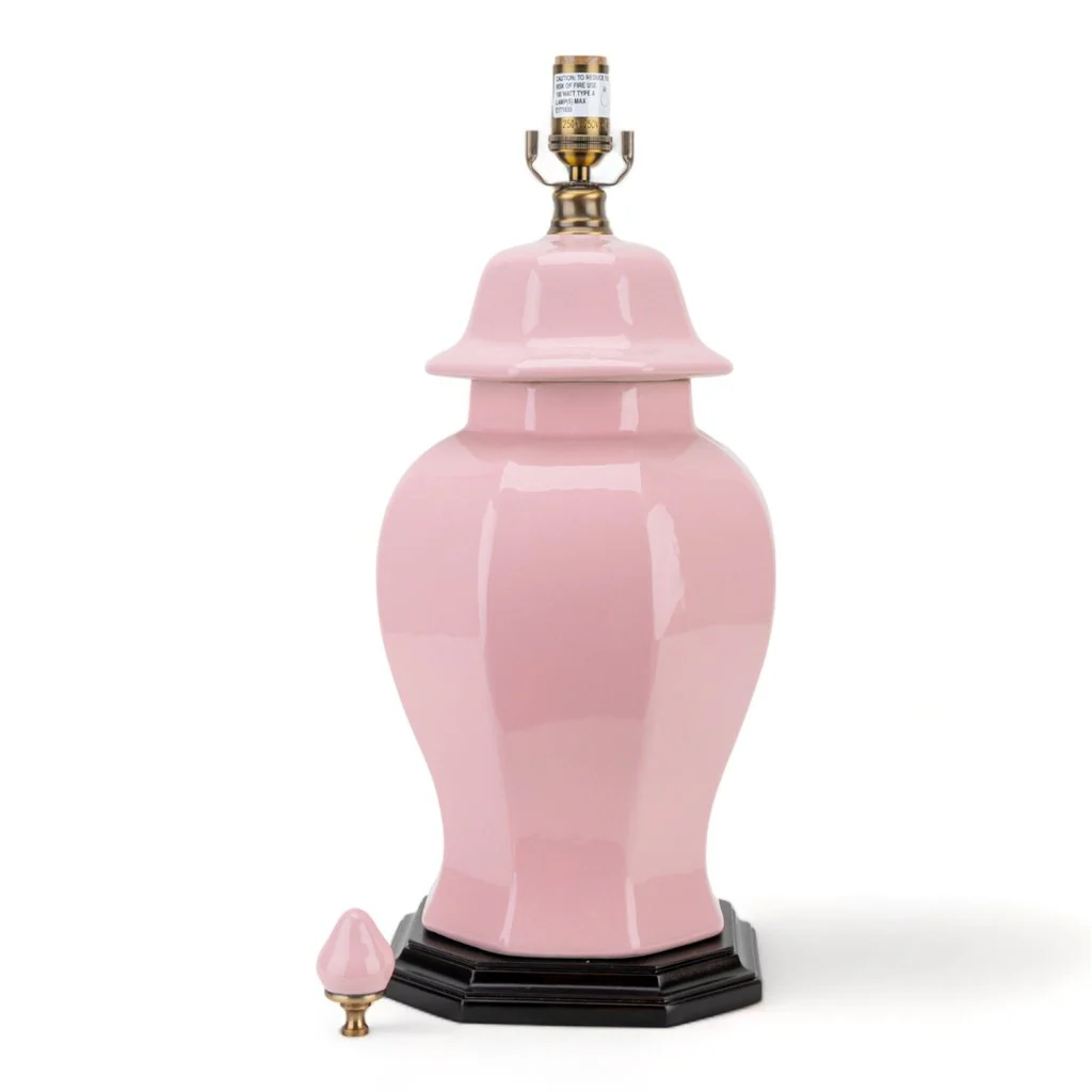 Danny's Fine Porcelain Porcelain Pink Jar Lamp Octagonal 51121-L - Image 4
