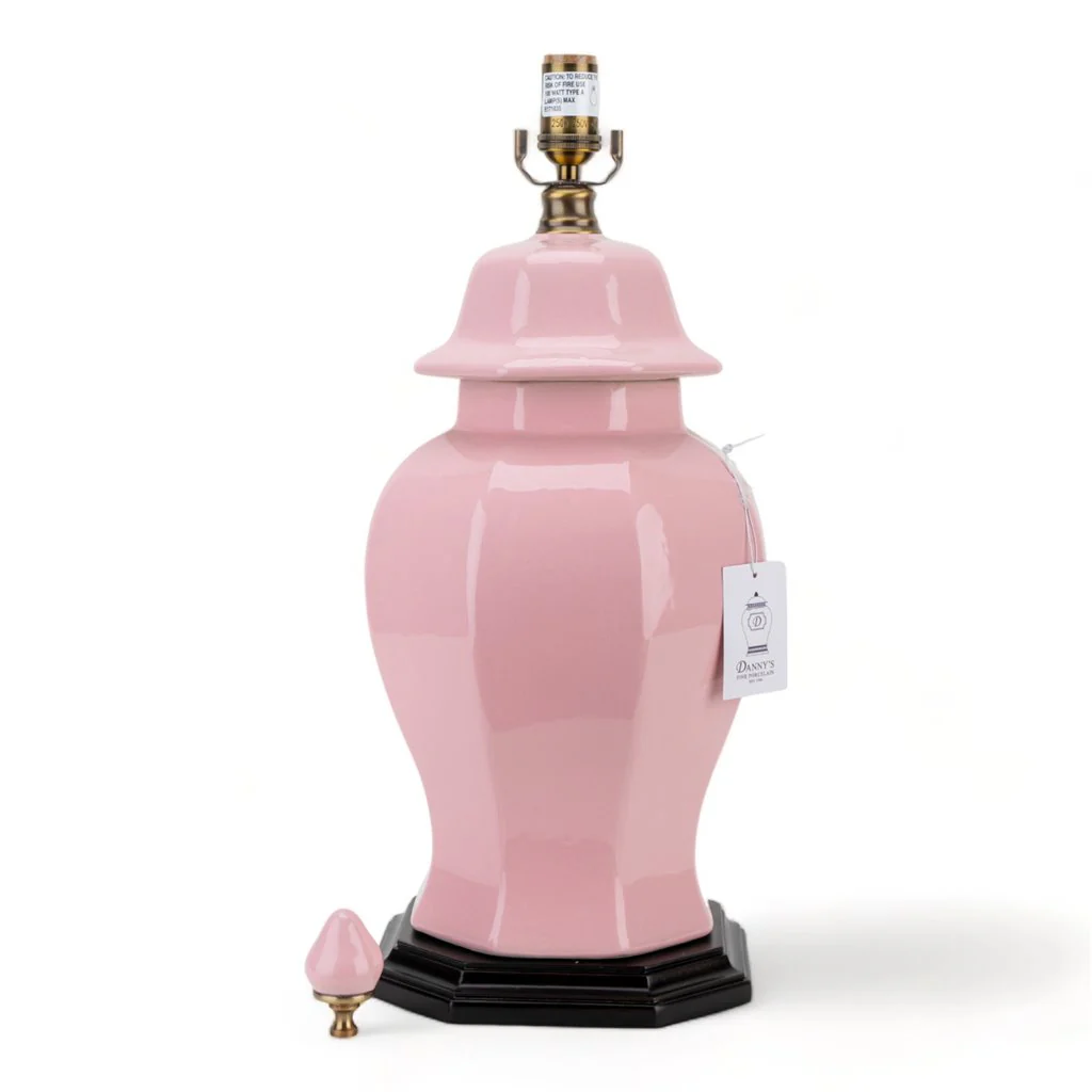 Danny's Fine Porcelain Porcelain Pink Jar Lamp Octagonal 51121-L - Image 6