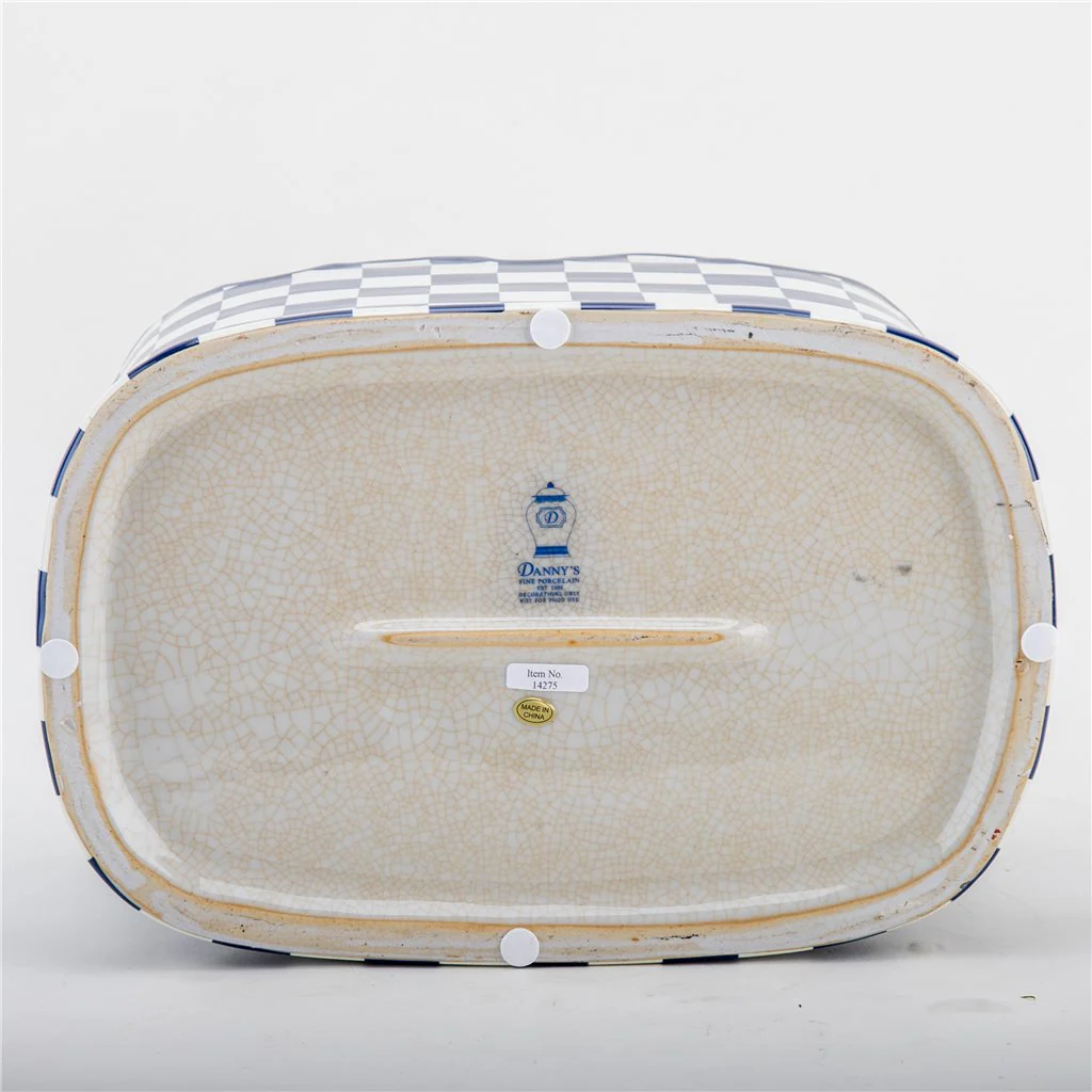 Danny's Fine Porcelain PORCELAIN PLANTER- BLUE AND WHITE CHECKER 14275 - Image 11