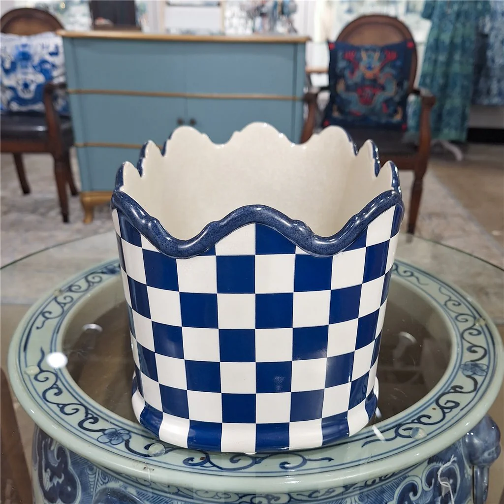 Danny's Fine Porcelain PORCELAIN PLANTER- BLUE AND WHITE CHECKER 14275 - Image 14
