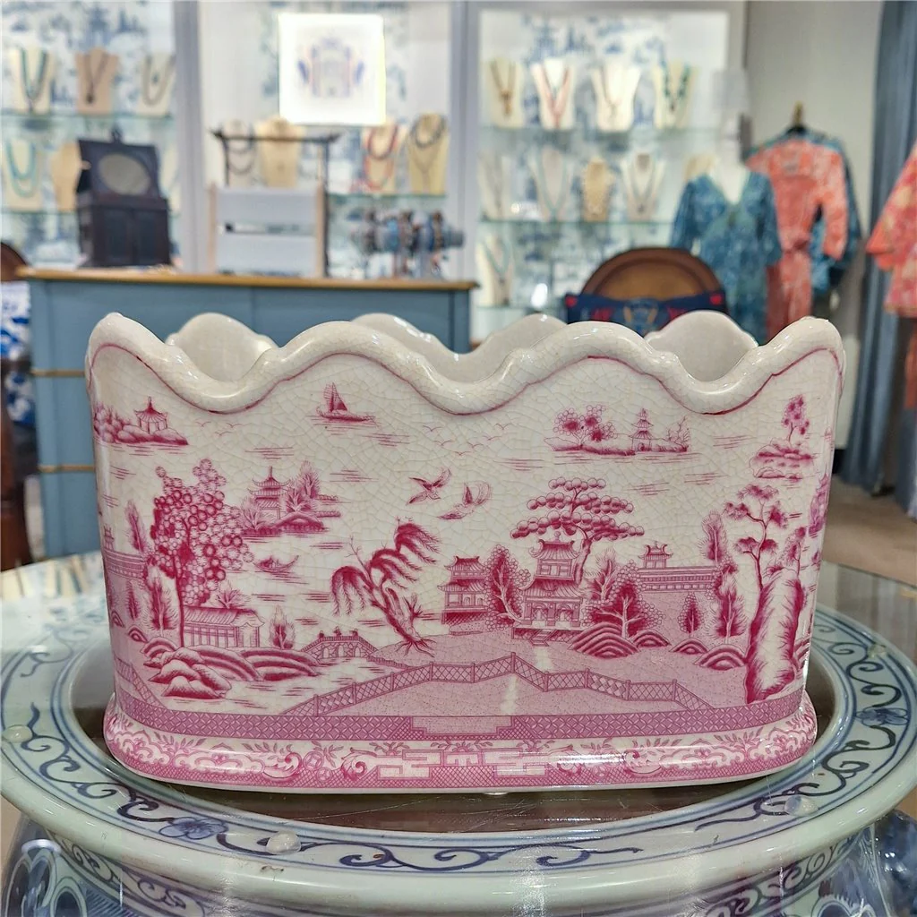 Danny's Fine Porcelain PORCELAIN PLANTER- PINK AND WHITE WILLOW 14210 - Image 2