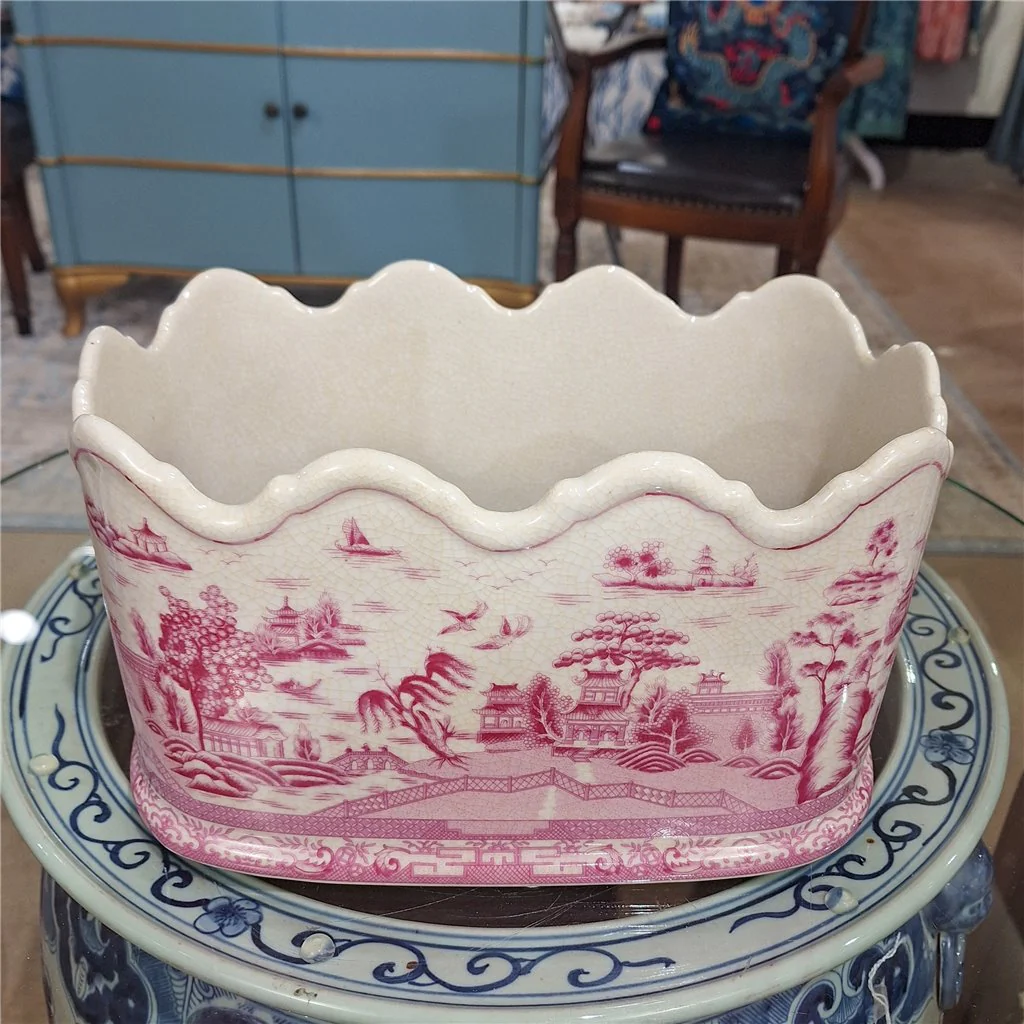 Danny's Fine Porcelain PORCELAIN PLANTER- PINK AND WHITE WILLOW 14210 - Image 3