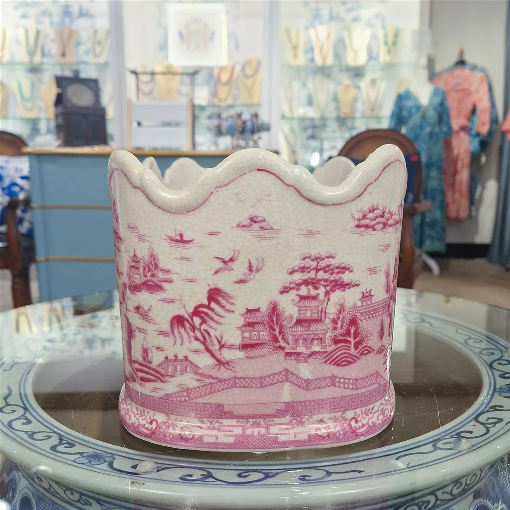 Danny's Fine Porcelain PORCELAIN PLANTER- PINK AND WHITE WILLOW 14210 - Image 5