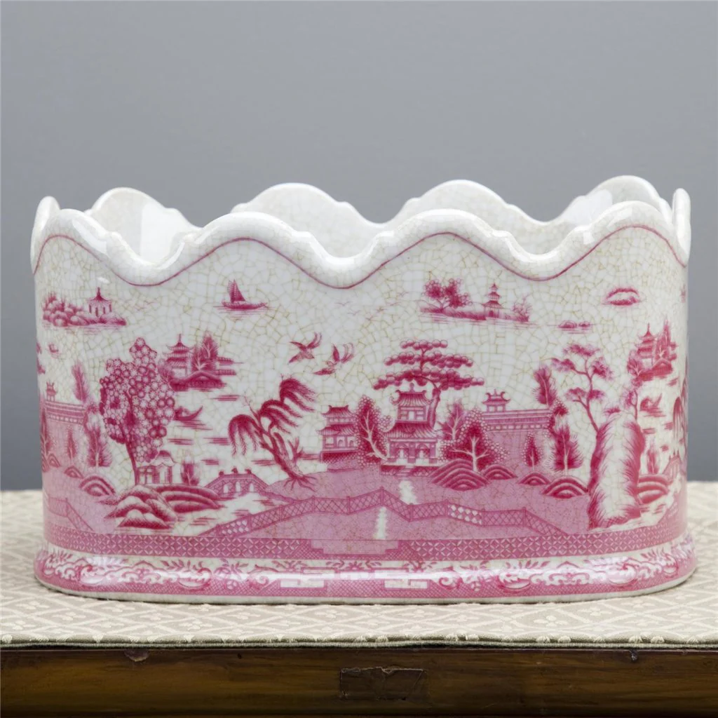 Danny's Fine Porcelain PORCELAIN PLANTER- PINK AND WHITE WILLOW 14210 - Image 6