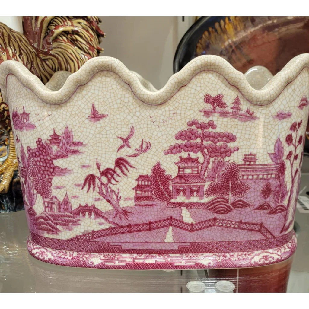 Danny's Fine Porcelain PORCELAIN PLANTER- PINK AND WHITE WILLOW 14210 - Image 7