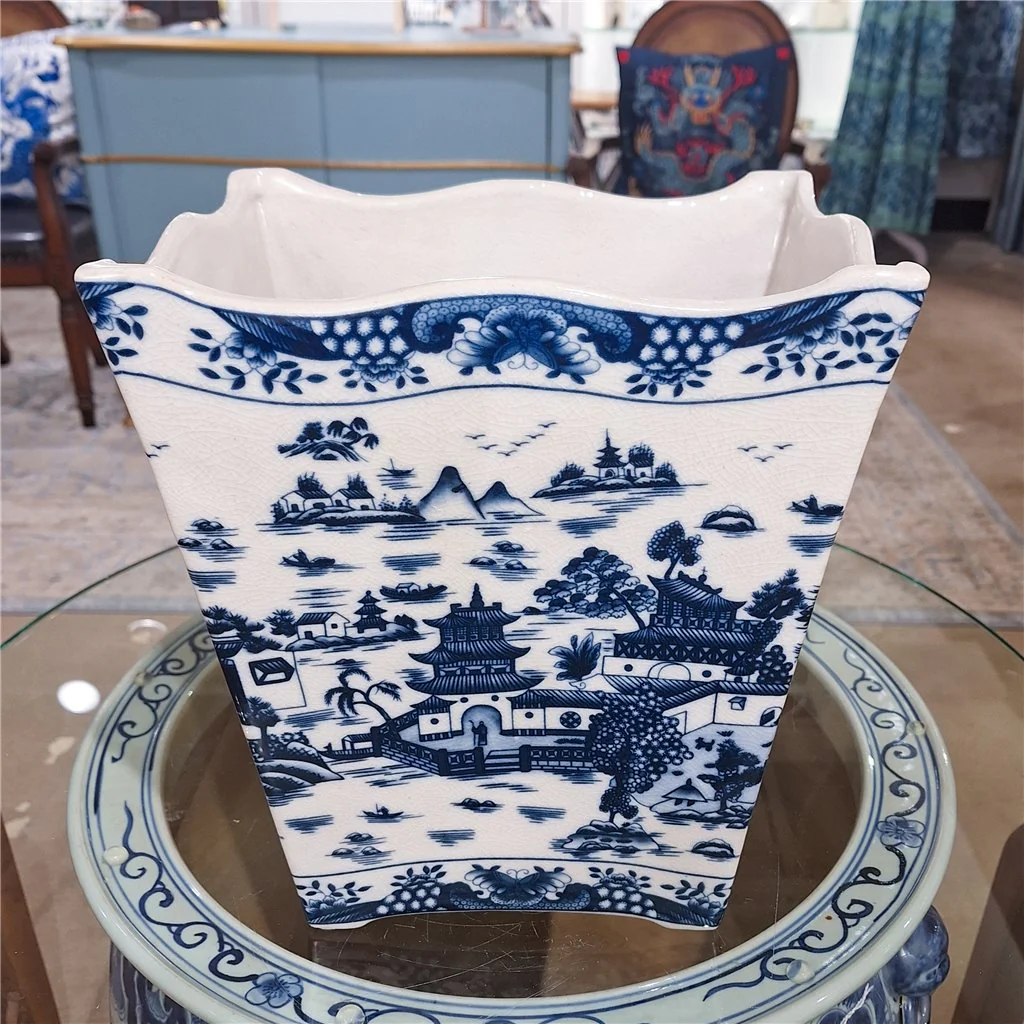 Danny's Fine Porcelain Porcelain Rectangular Waste Bin In Blue Willow Pattern 14252 - Image 10