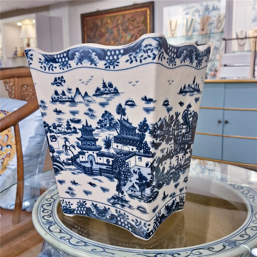 Danny's Fine Porcelain Porcelain Rectangular Waste Bin In Blue Willow Pattern 14252 - Image 11