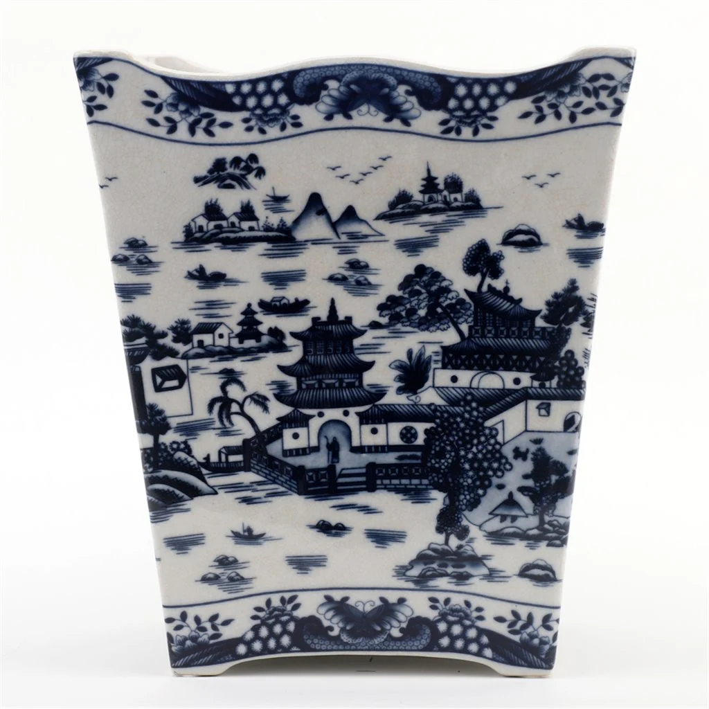 Danny's Fine Porcelain Porcelain Rectangular Waste Bin In Blue Willow Pattern 14252 - Image 3