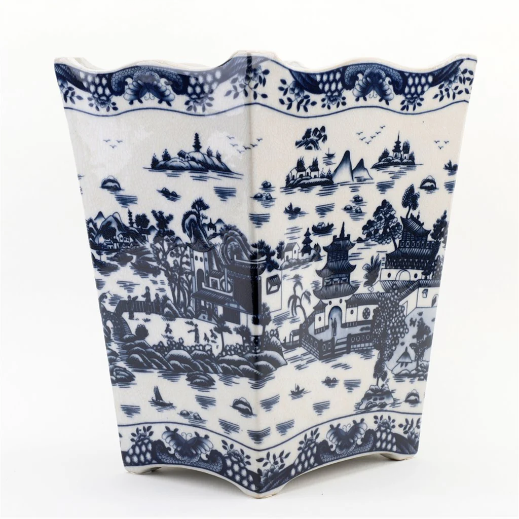 Danny's Fine Porcelain Porcelain Rectangular Waste Bin In Blue Willow Pattern 14252 - Image 4