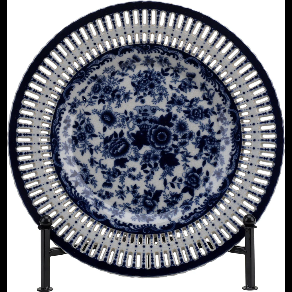 Danny's Fine Porcelain Porcelain Round Platter-Blue And White Bouquet 14247