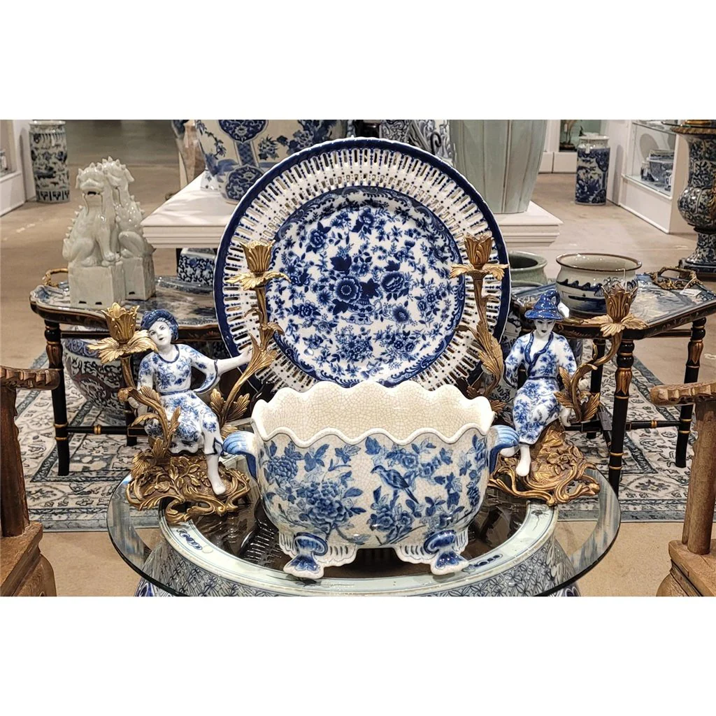 Danny's Fine Porcelain Porcelain Round Platter-Blue And White Bouquet 14247 - Image 15