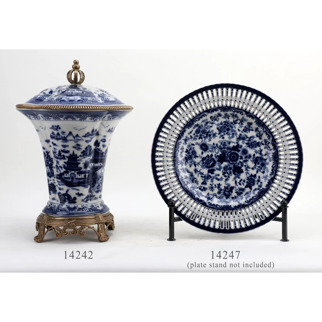 Danny's Fine Porcelain Porcelain Round Platter-Blue And White Bouquet 14247 - Image 8