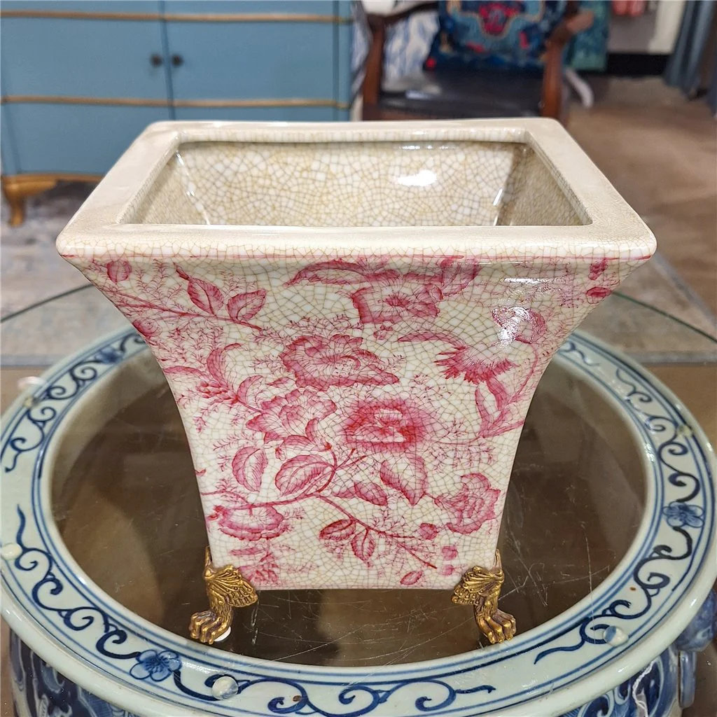 Danny's Fine Porcelain Porcelain Square Planter - Pink Primrose 14237 - Image 3
