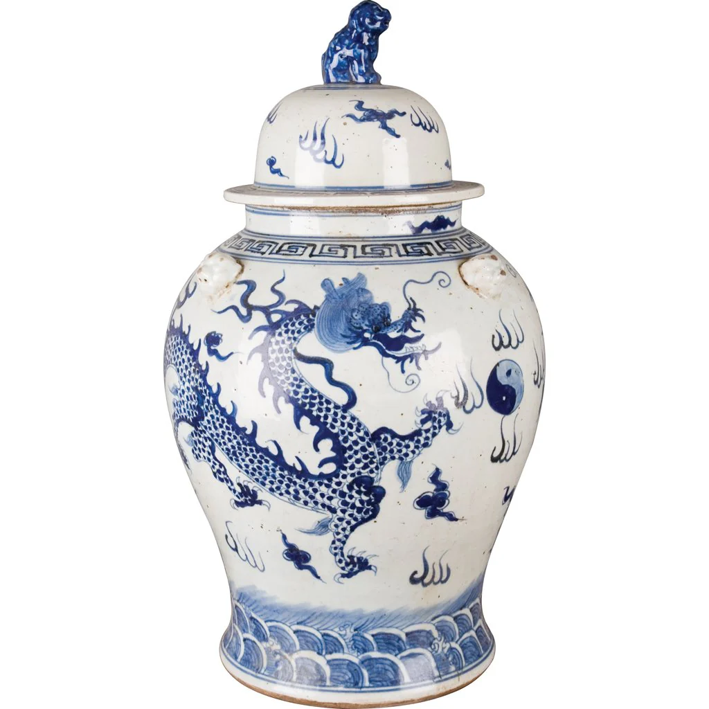 Danny's Fine Porcelain Temple Jar - Blue And White Dragon 50341 - Image 3