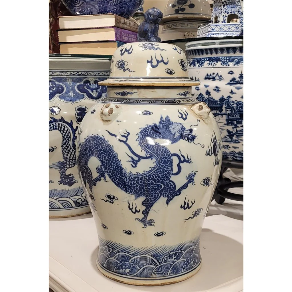 Danny's Fine Porcelain Temple Jar - Blue And White Dragon 50341 - Image 5