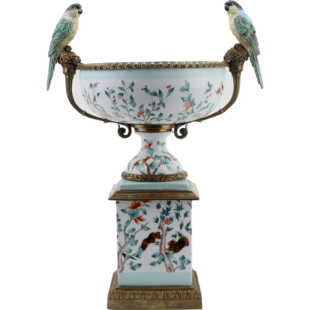 Danny's Fine Porcelain Porcelain Vase Double Bird Handle With Bronze Ormolu 60410