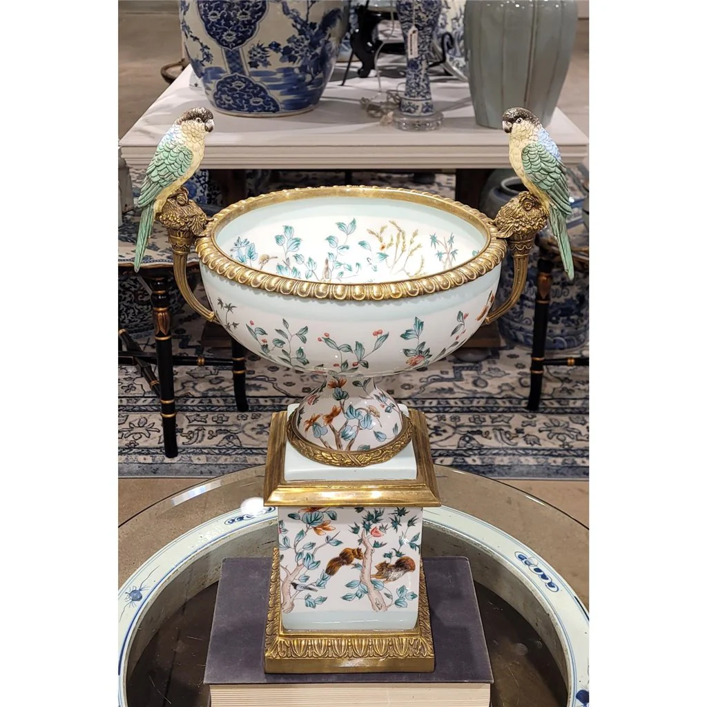 Danny's Fine Porcelain Porcelain Vase Double Bird Handle With Bronze Ormolu 60410 - Image 2