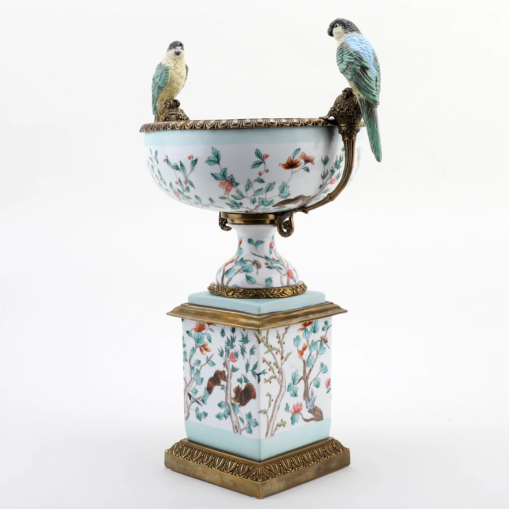Danny's Fine Porcelain Porcelain Vase Double Bird Handle With Bronze Ormolu 60410 - Image 3