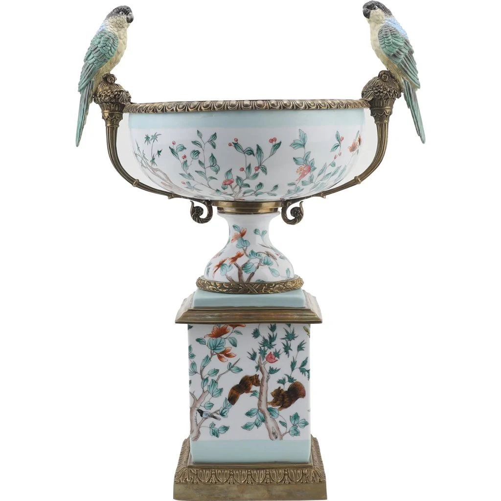 Danny's Fine Porcelain Porcelain Vase Double Bird Handle With Bronze Ormolu 60410 - Image 4