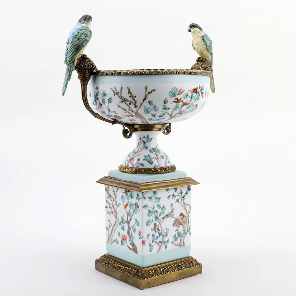 Danny's Fine Porcelain Porcelain Vase Double Bird Handle With Bronze Ormolu 60410 - Image 7