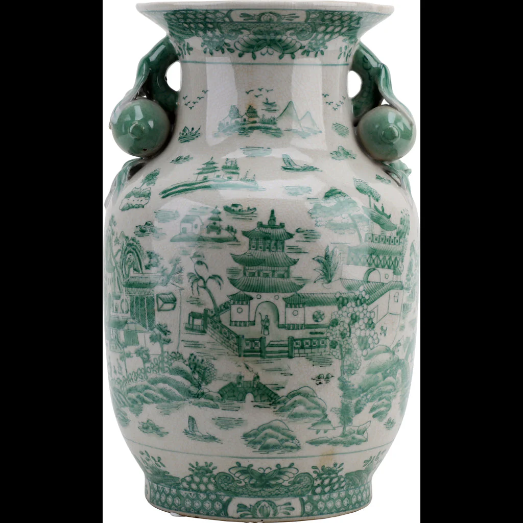 Danny's Fine Porcelain Porcelain Vase - Green And White(Hole Drilled) 14241